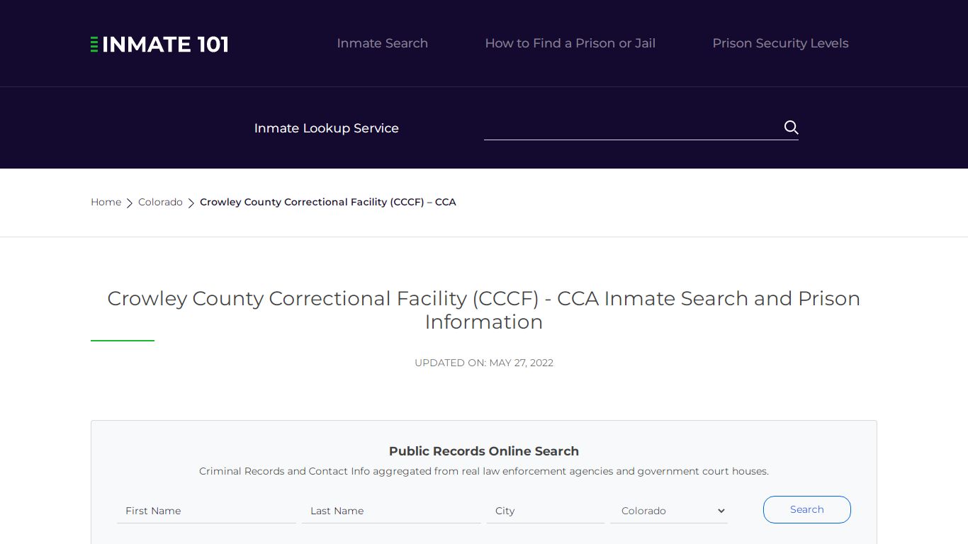 Crowley County Correctional Facility (CCCF) - CCA Inmate ...